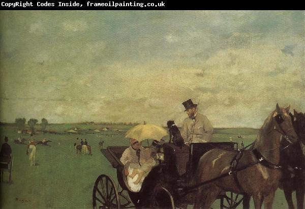 Edgar Degas Carriage on racehorse ground
